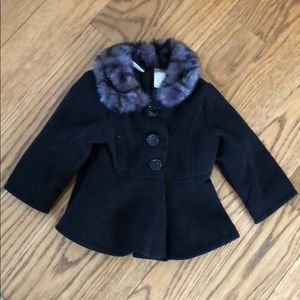 NWOT Kardashian Kids Black Fur Collar Peacoat